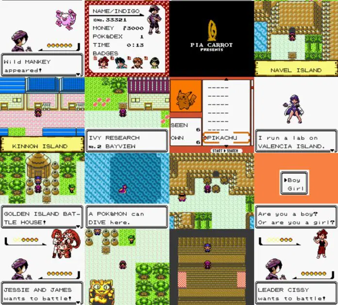 Pokémon Yellow (Hack Rom - GBC) - Gráficos da Segunda Geração