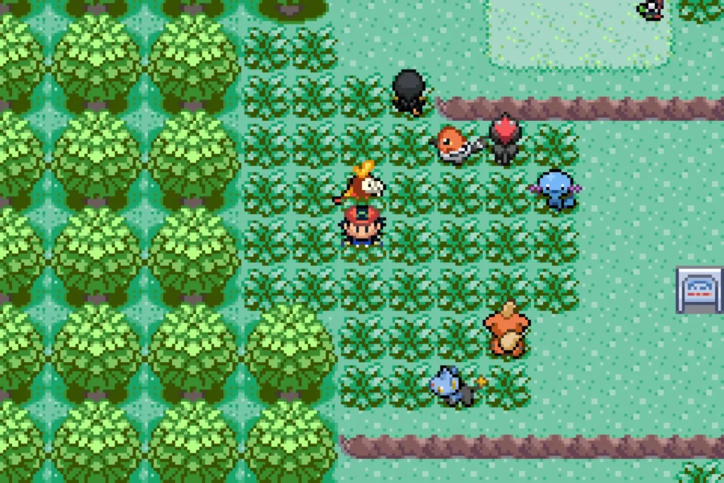 Pokemon Quetzal online multiplayer overworld showing multiple players and follower Pokemon exploring Hoenn together