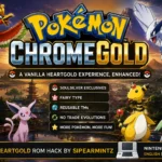 Pokemon ChromeGold featured image showing a vanilla-style HeartGold ROM hack with Johto Pokémon, reusable TMs, Fairy type, and no trade evolutions.
